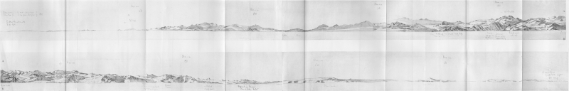 Plate III⁠—The Mountains Which Lie Between The Barrier And The Plateau As Seen On December 1, 1911⁠—From the drawings by Dr. E. A. Wilson; Emery Walker, Ltd., Collotypers.