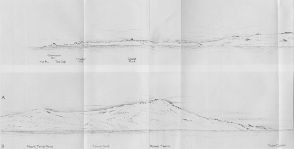 Panorama And Map Of The Winter Journey⁠—Copied at Hut Point by Apsley Cherry-Garrard from a drawing by E. A. Wilson